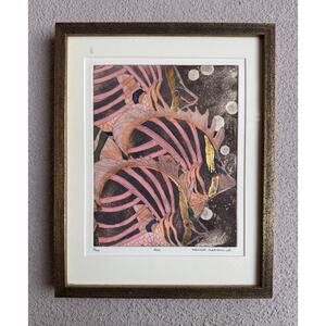 Limited Edition “Trio” Abstract Fish Print Margaret Albritton 3/100 Gold Leafed